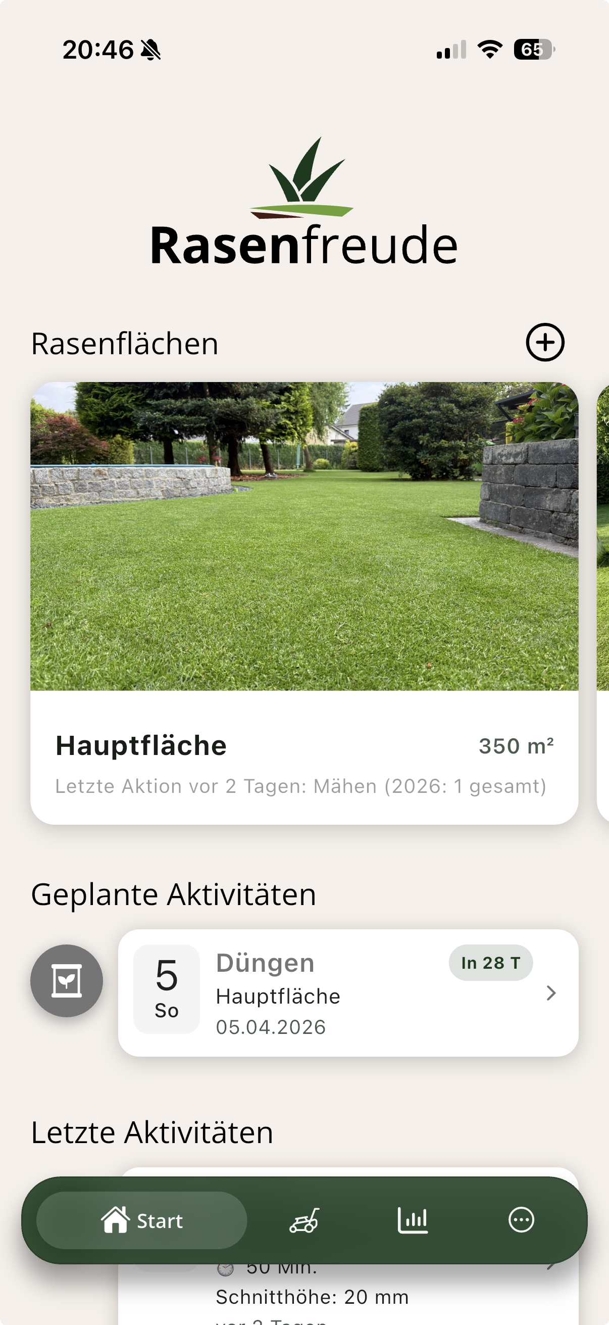 Rasenfreude App Aktivitäten